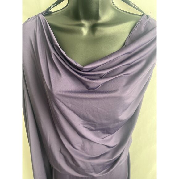 Baby Phat Y2K Drop Waist Purple Jumpsuit Size XL Wide Leg Draped Cowl Neck Long - Picture 2 of 12